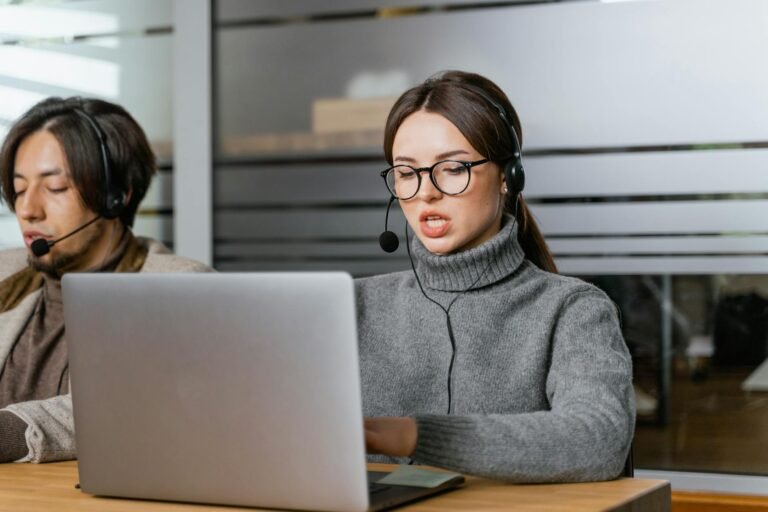 a woman working in a call center